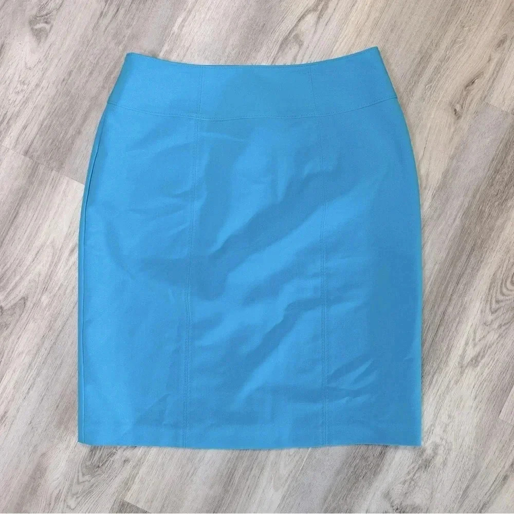 Worthington Office Corporate‎ Baddie Aqua Blue Business Casual Pencil Midi Skirt